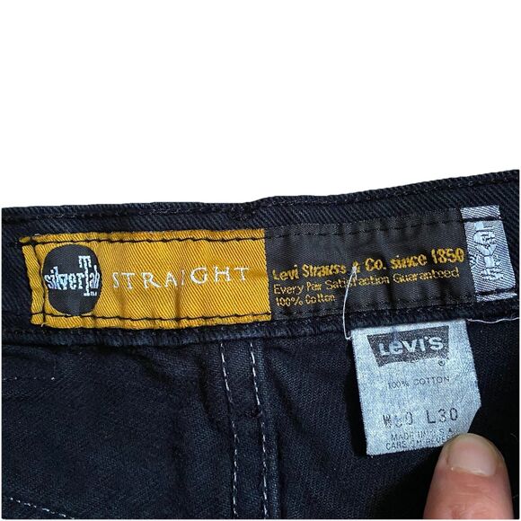 Vintage 90s Levi’s Silvertab Straight Black Jeans 30x30 Baggy 1993 - Picture 4 of 8
